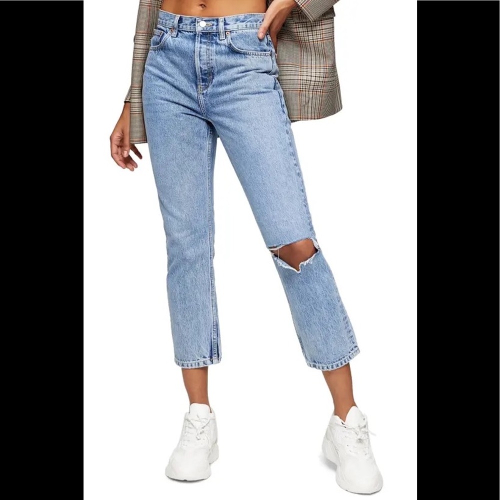 New Topshop Chicago Crop Slim Straight Jeans 34